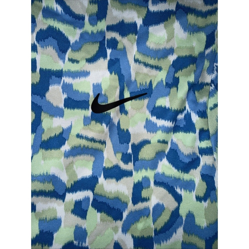 Nike Golf Polo Shirt Mens M White/Blue/Green Print LIMITED USE Front Back Swoosh - Picture 8 of 9